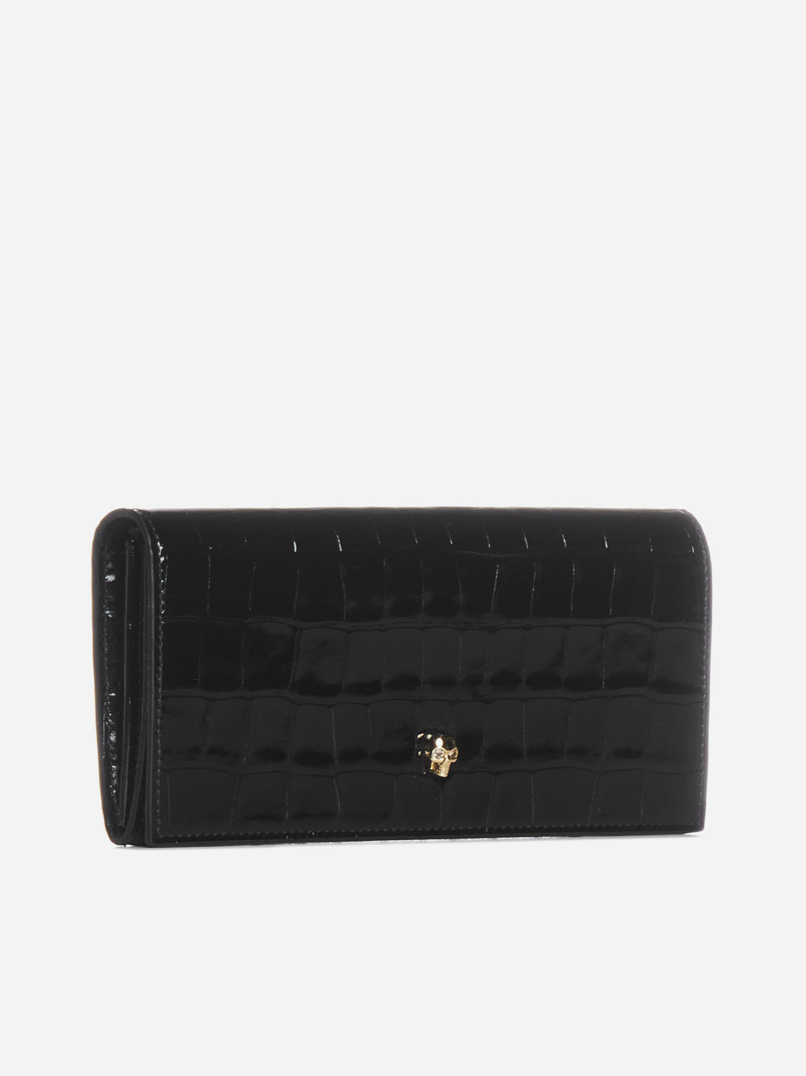 ALEXANDER MCQUEEN Borsa Skull a portafoglio in vernice effetto coccodrillo Acquista Ora