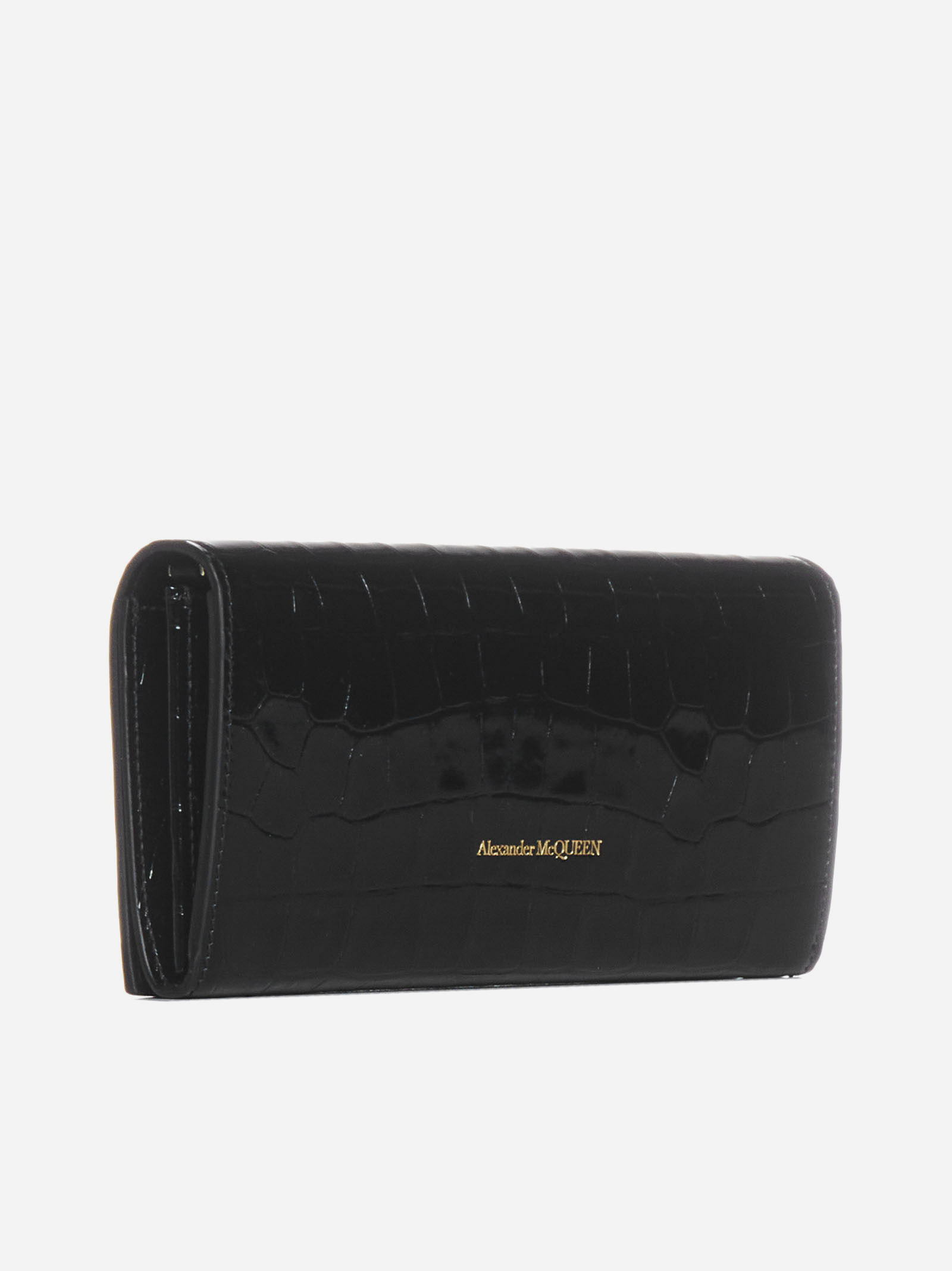 ALEXANDER MCQUEEN Borsa Skull a portafoglio in vernice effetto coccodrillo Acquista Ora