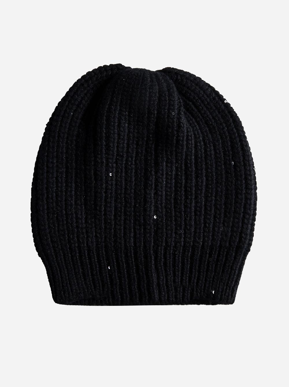 BRUNELLO CUCINELLI Berretto misto cashmere con paillettes Nuovo
