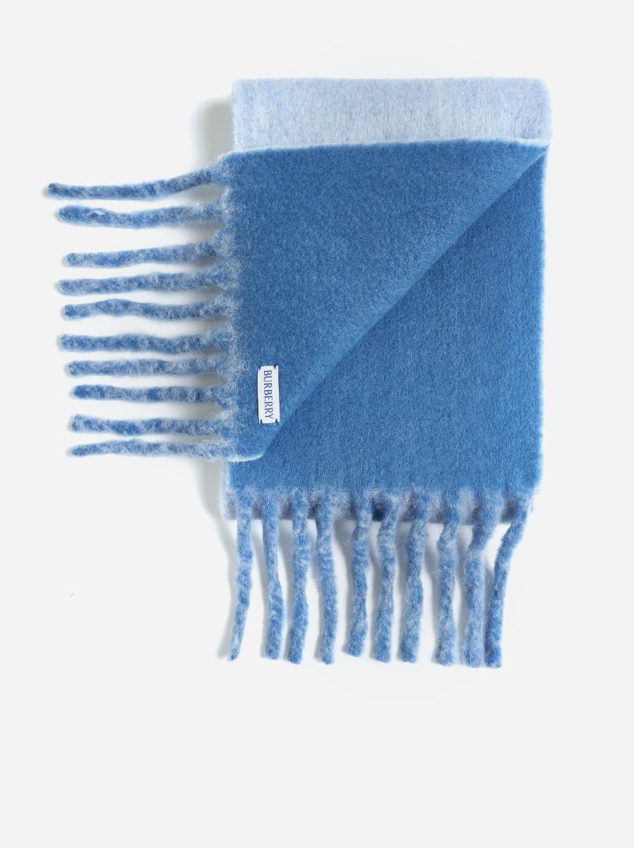 BURBERRY Sciarpa reversibile azzurra con logo Qualità Garantita