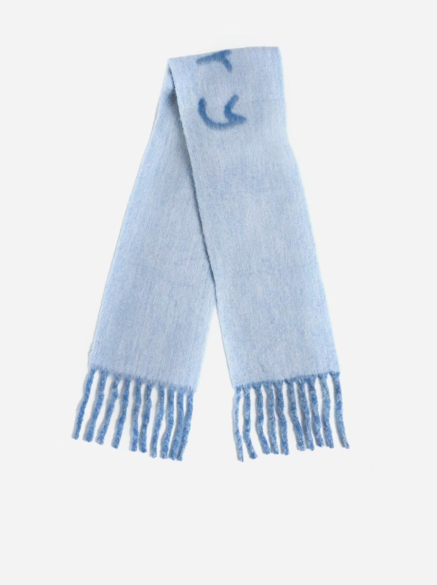 BURBERRY Sciarpa reversibile azzurra con logo Qualità Garantita