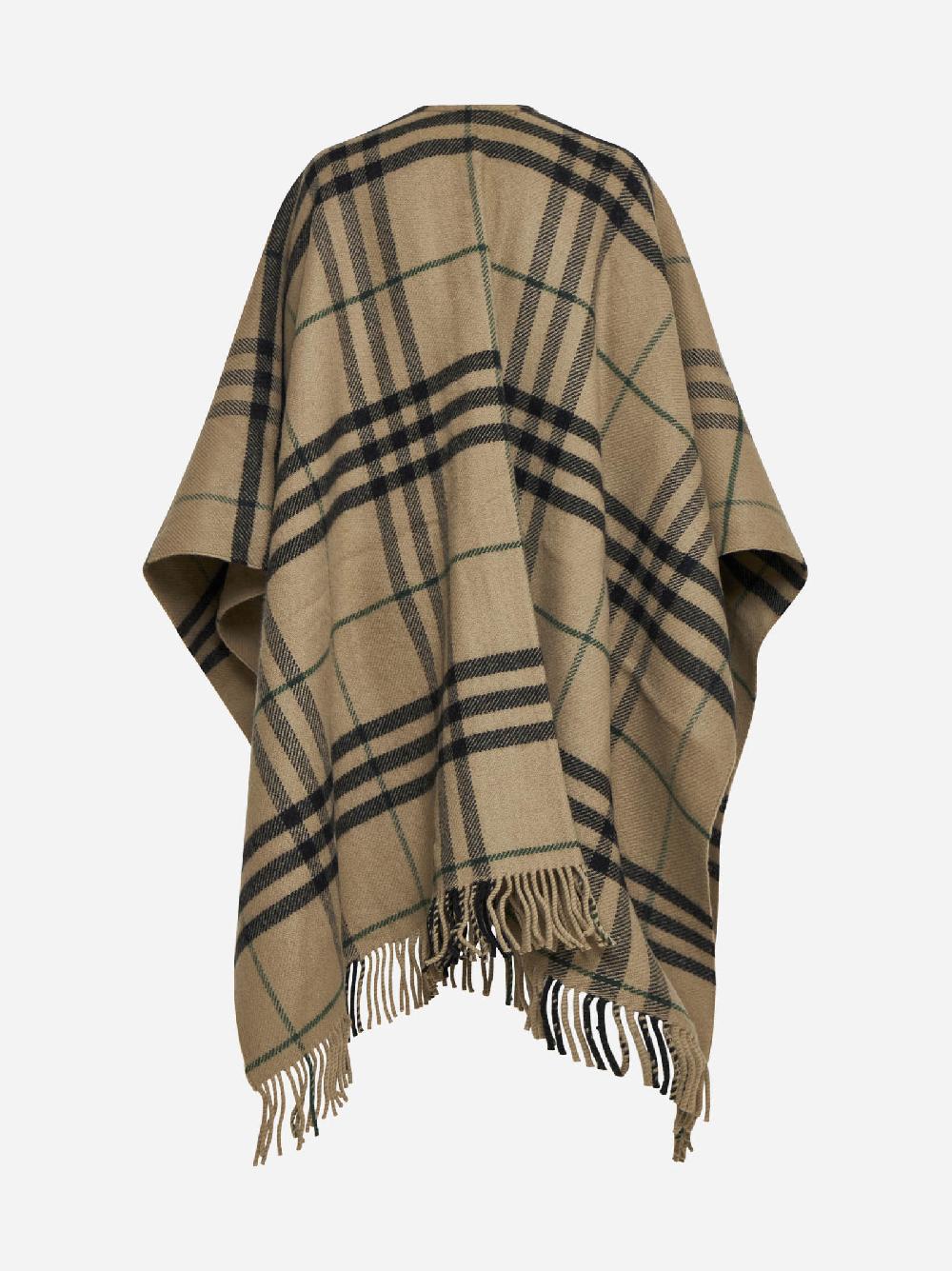 BURBERRY Mantella in lana e cashmere Check beige Acquista Ora