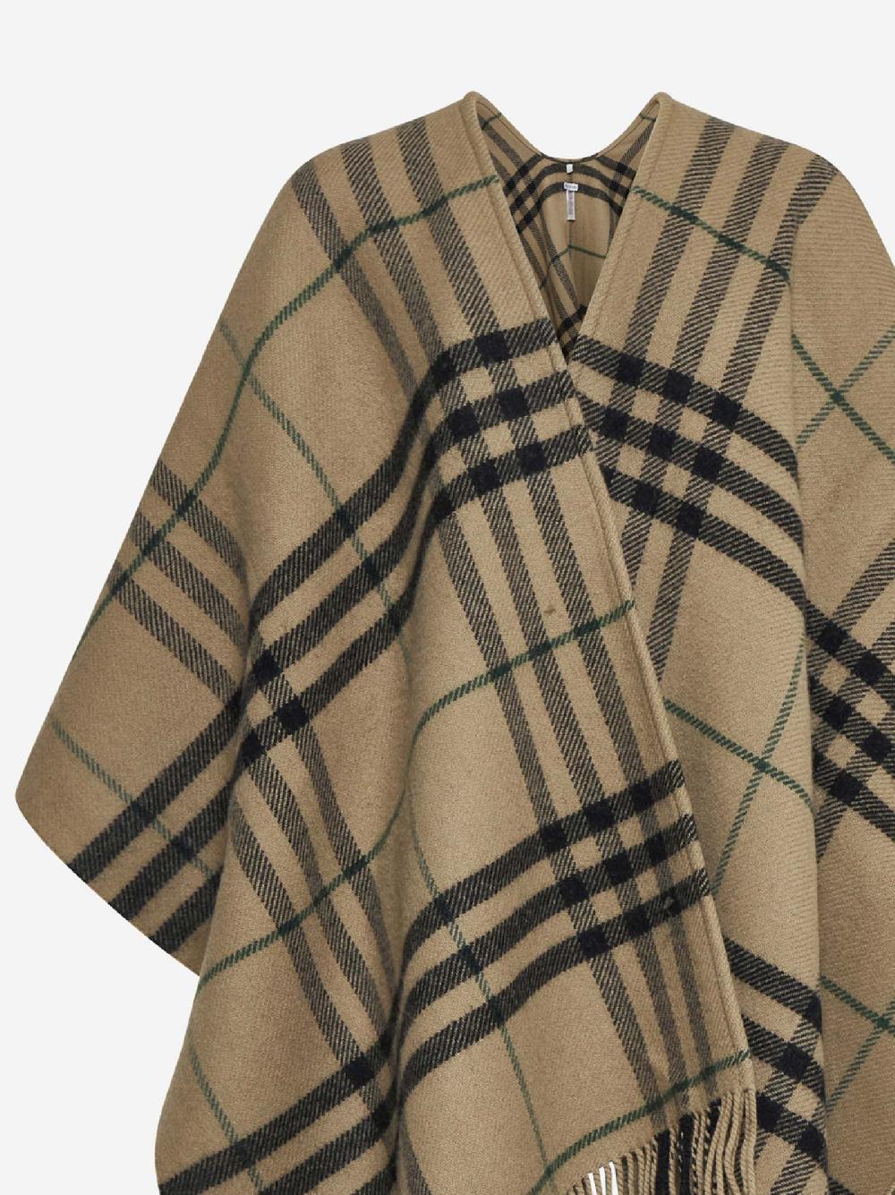 BURBERRY Mantella in lana e cashmere Check beige Acquista Ora