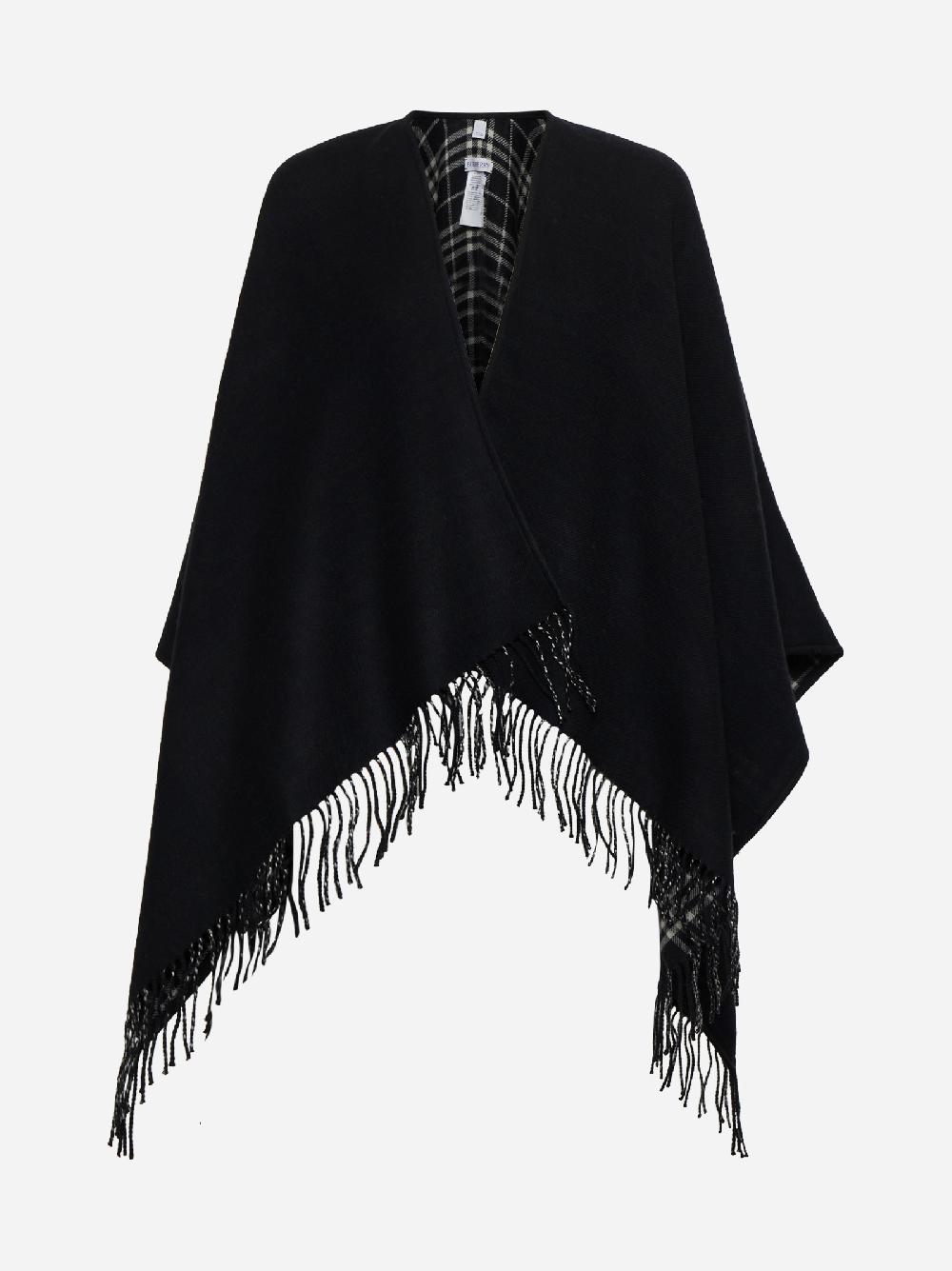 BURBERRY Mantella reversibile in lana Check nera