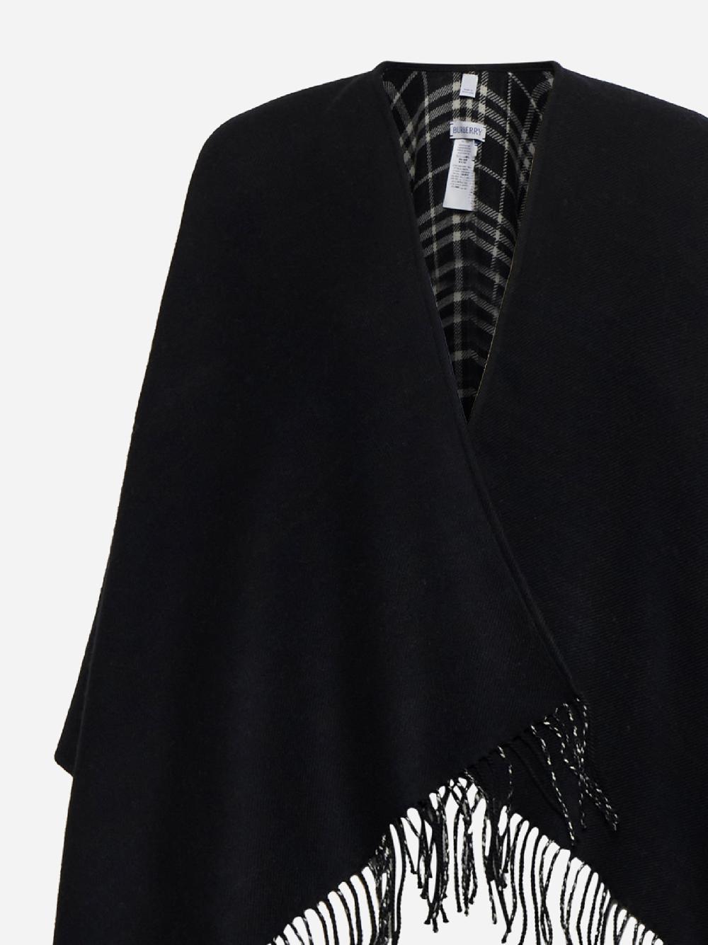 BURBERRY Mantella reversibile in lana Check nera Consegna Veloce