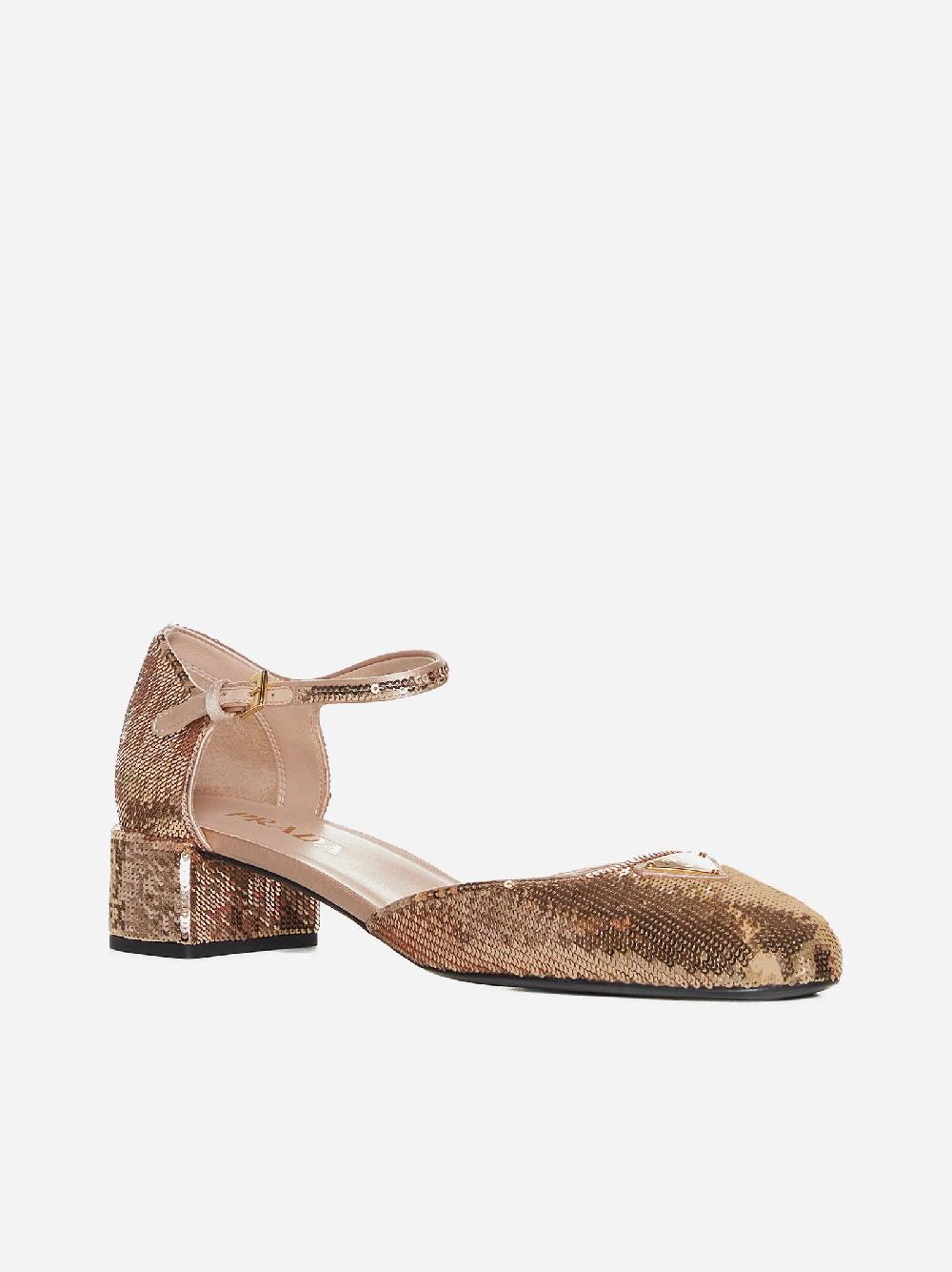 PRADA Decollete’ Mary Jane in paillettes Saldi Di Fabbrica