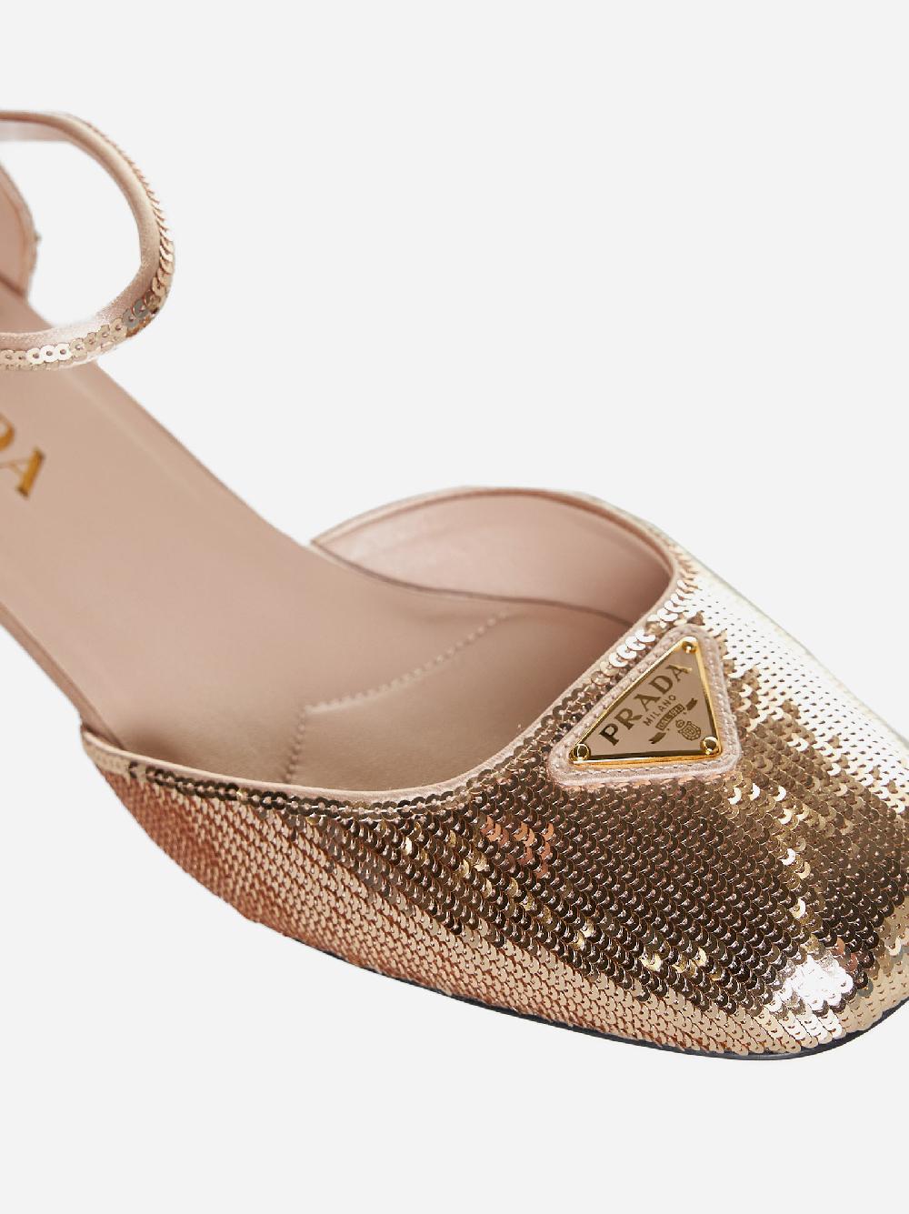 PRADA Decollete’ Mary Jane in paillettes Saldi Di Fabbrica