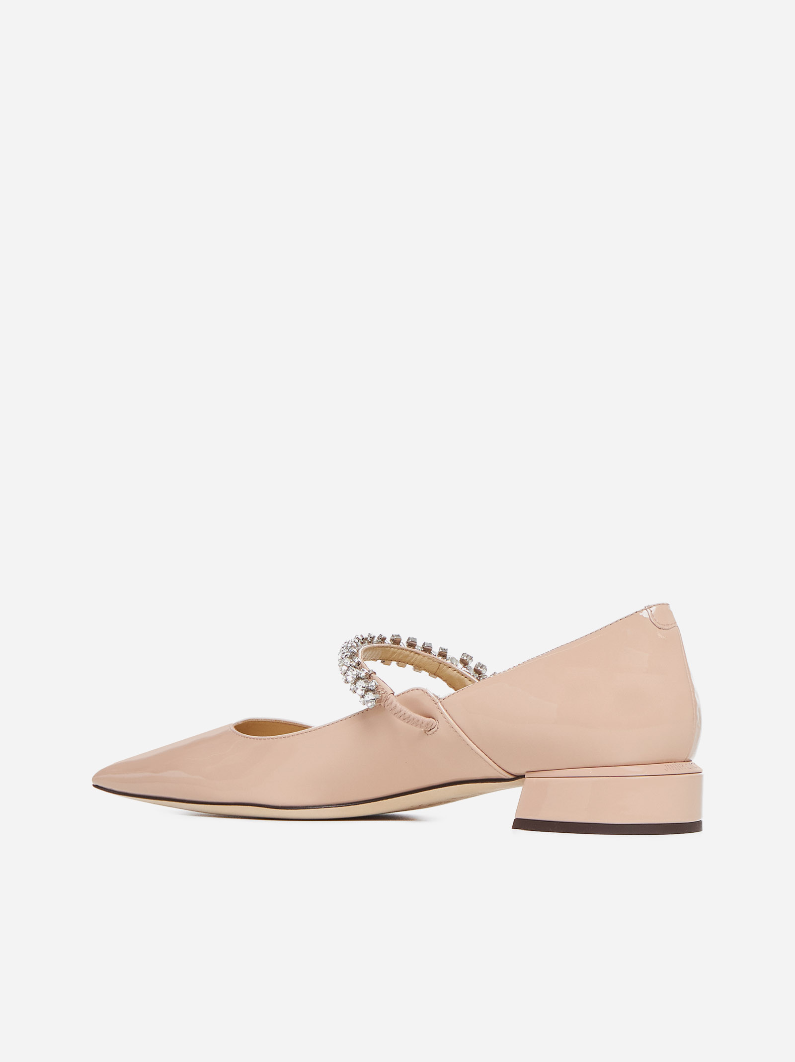 JIMMY CHOO Decollete’ flat Bing in vernice con cristalli Affare Del Giorno