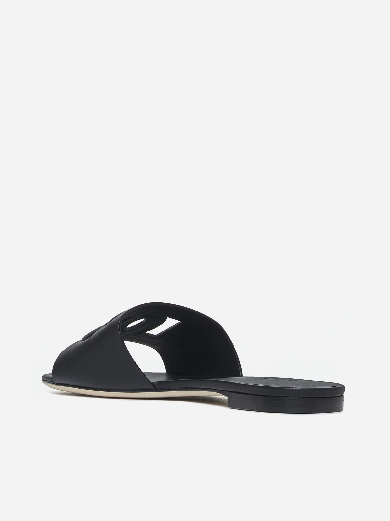 DOLCE & GABBANA Sandali flat in pelle con logo DG Sconto