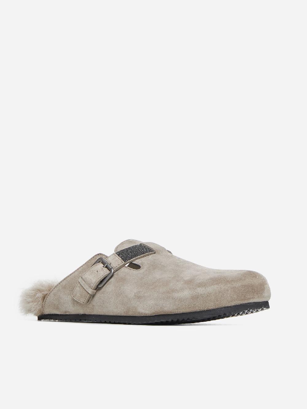 BRUNELLO CUCINELLI Mules in pelle scamosciata In Vendita