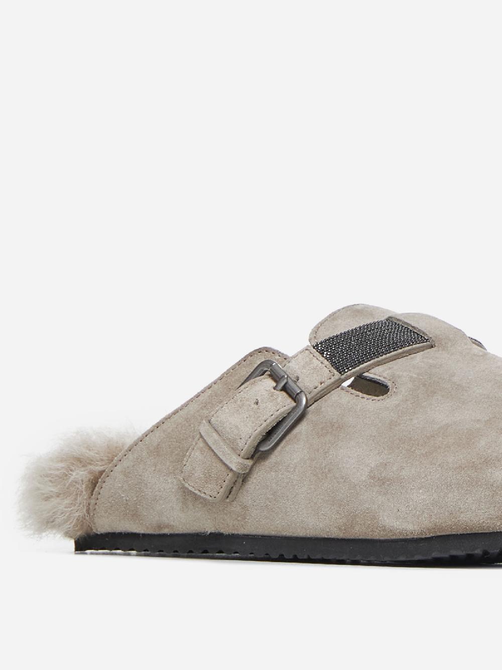 BRUNELLO CUCINELLI Mules in pelle scamosciata In Vendita