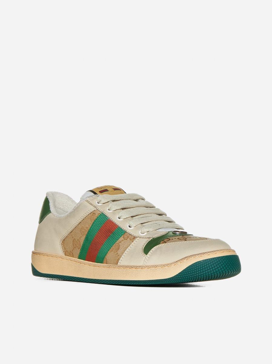GUCCI Sneakers Screener in pelle e tessuto GG Negozio