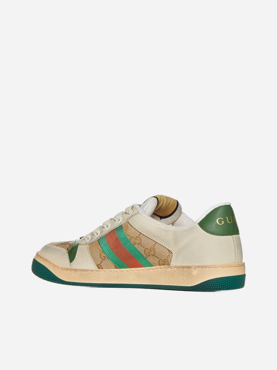 GUCCI Sneakers Screener in pelle e tessuto GG Negozio