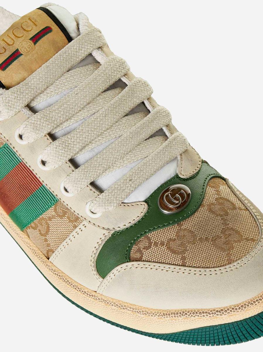 GUCCI Sneakers Screener in pelle e tessuto GG Negozio