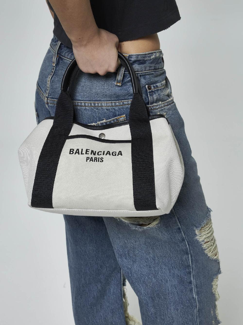 BALENCIAGA Borsa tote Biarritz piccola in tela Italia