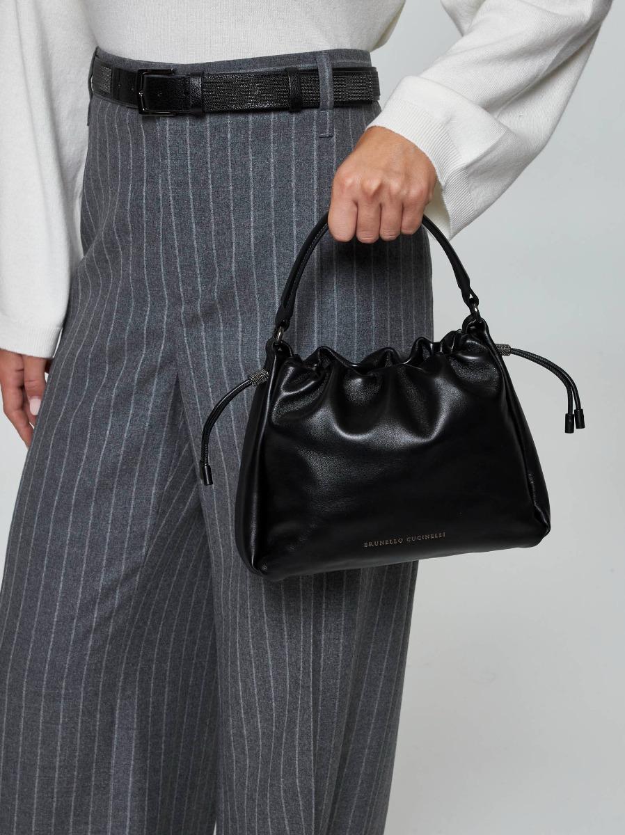 BRUNELLO CUCINELLI Borsa a mano Bucket Mellow piccola nera Sconto