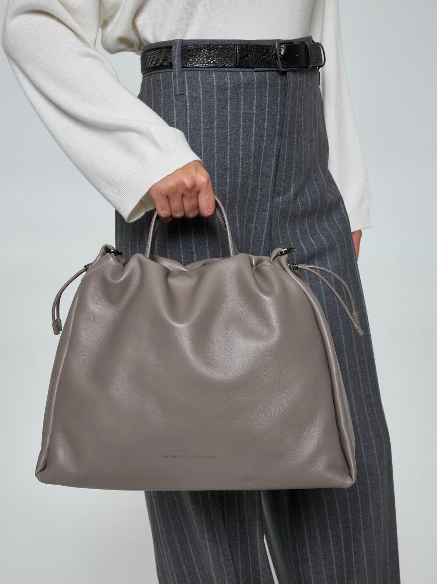 BRUNELLO CUCINELLI Borsa a secchiello grande in pelle 2025