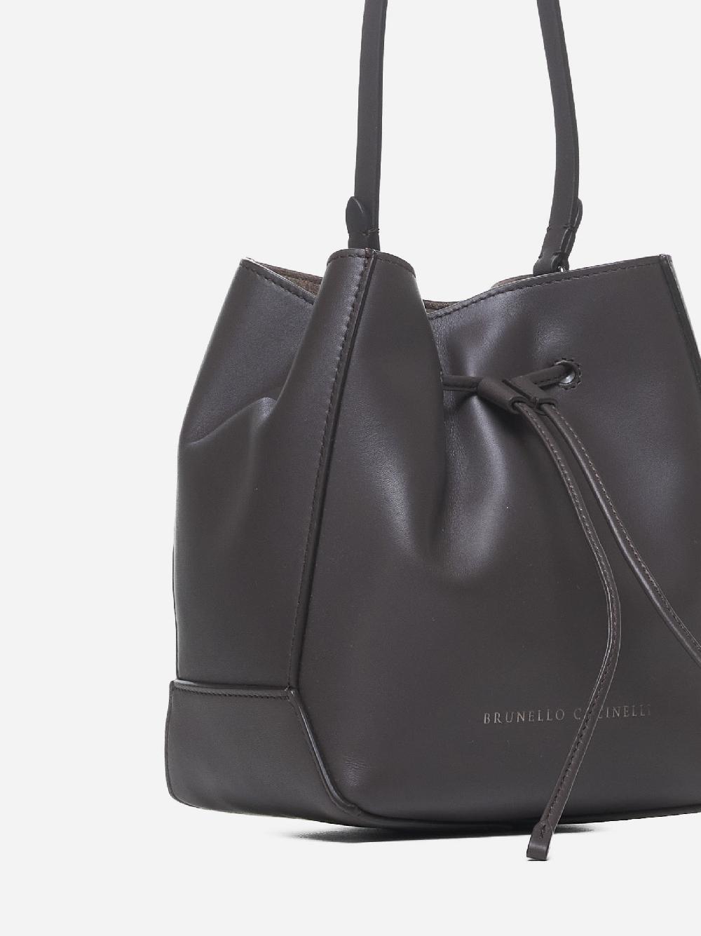 BRUNELLO CUCINELLI Borsa a secchiello piccola in pelle 2025