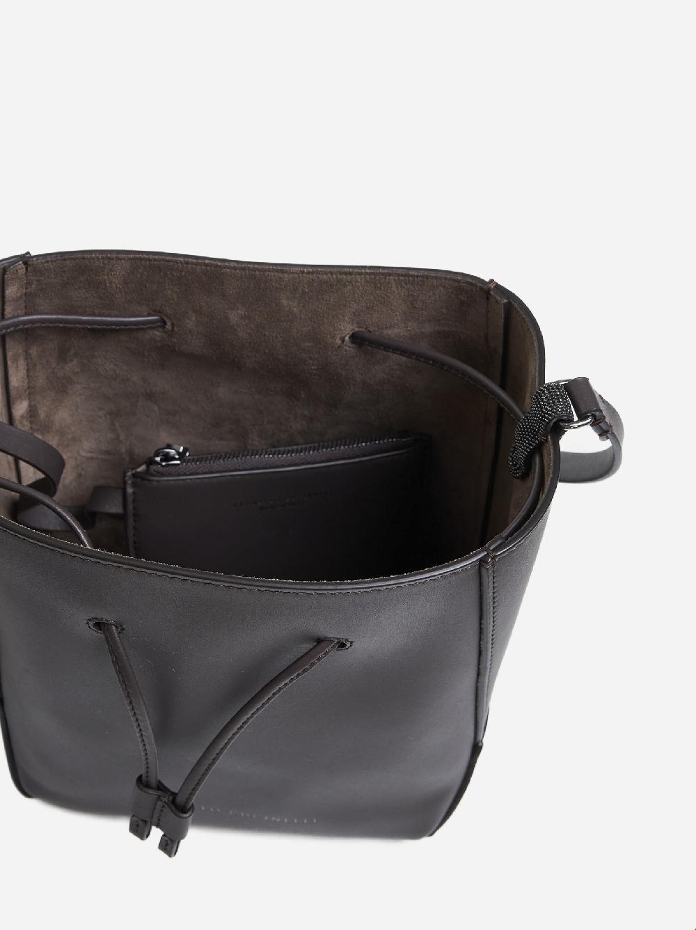 BRUNELLO CUCINELLI Borsa a secchiello piccola in pelle 2025