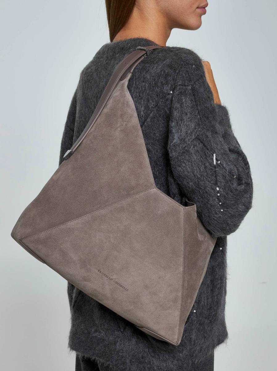 BRUNELLO CUCINELLI Borsa hobo in suede Vendita