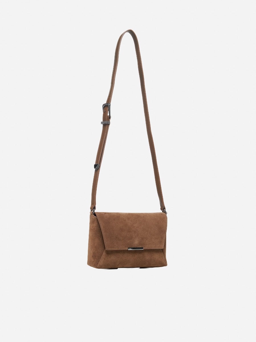 BRUNELLO CUCINELLI Borsa a tracolla in suede Spedizione Gratuita