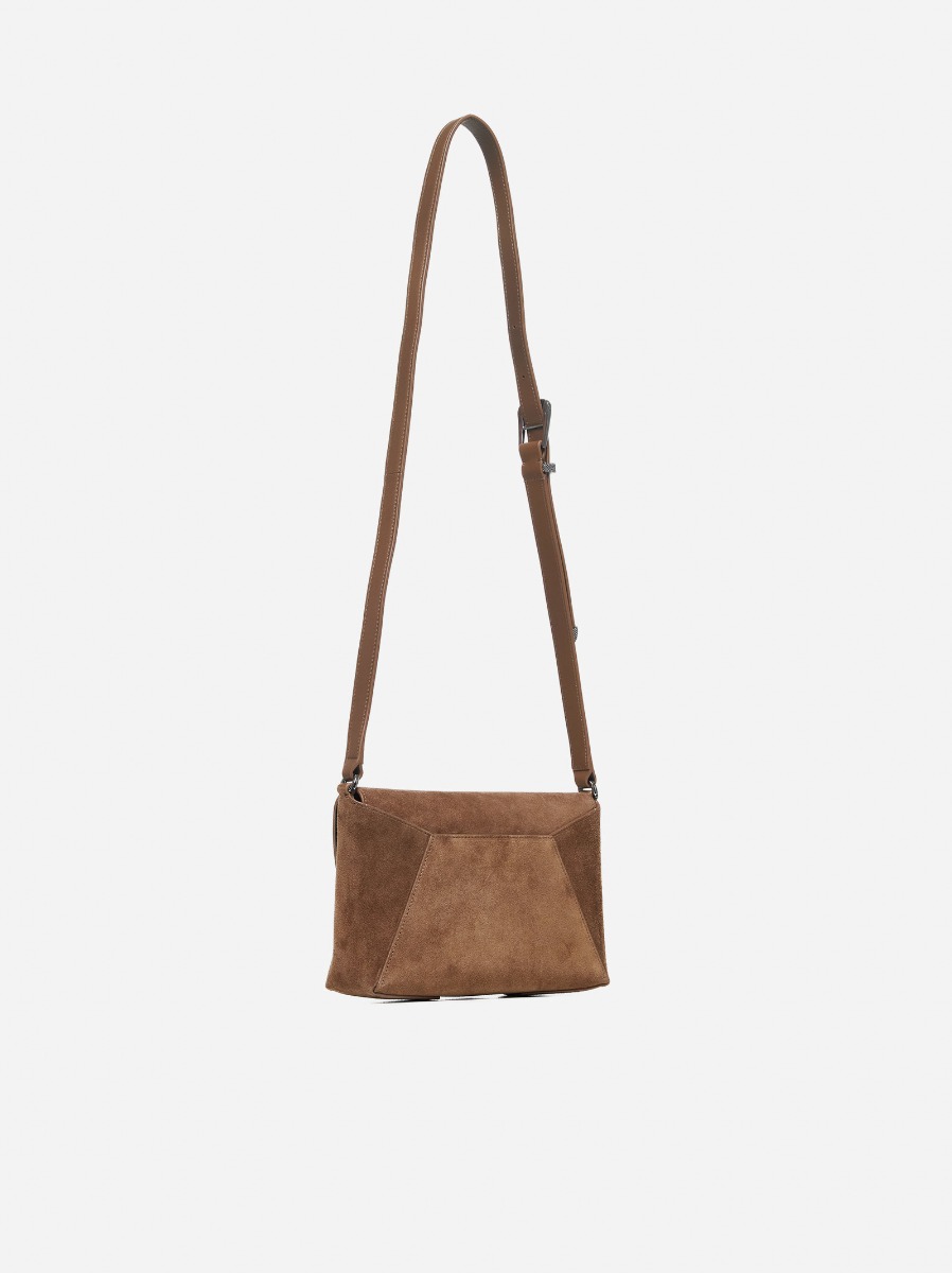 BRUNELLO CUCINELLI Borsa a tracolla in suede Spedizione Gratuita