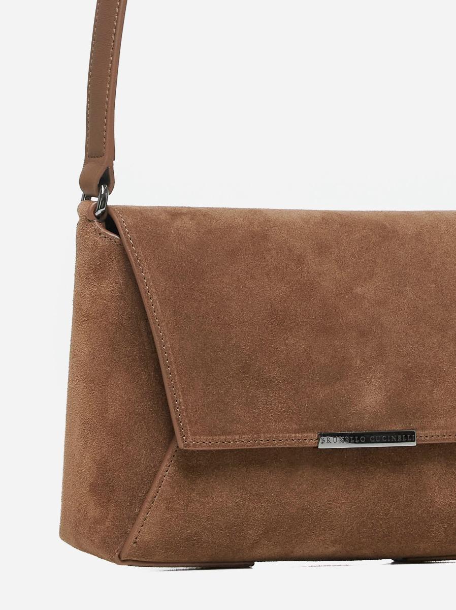 BRUNELLO CUCINELLI Borsa a tracolla in suede Spedizione Gratuita
