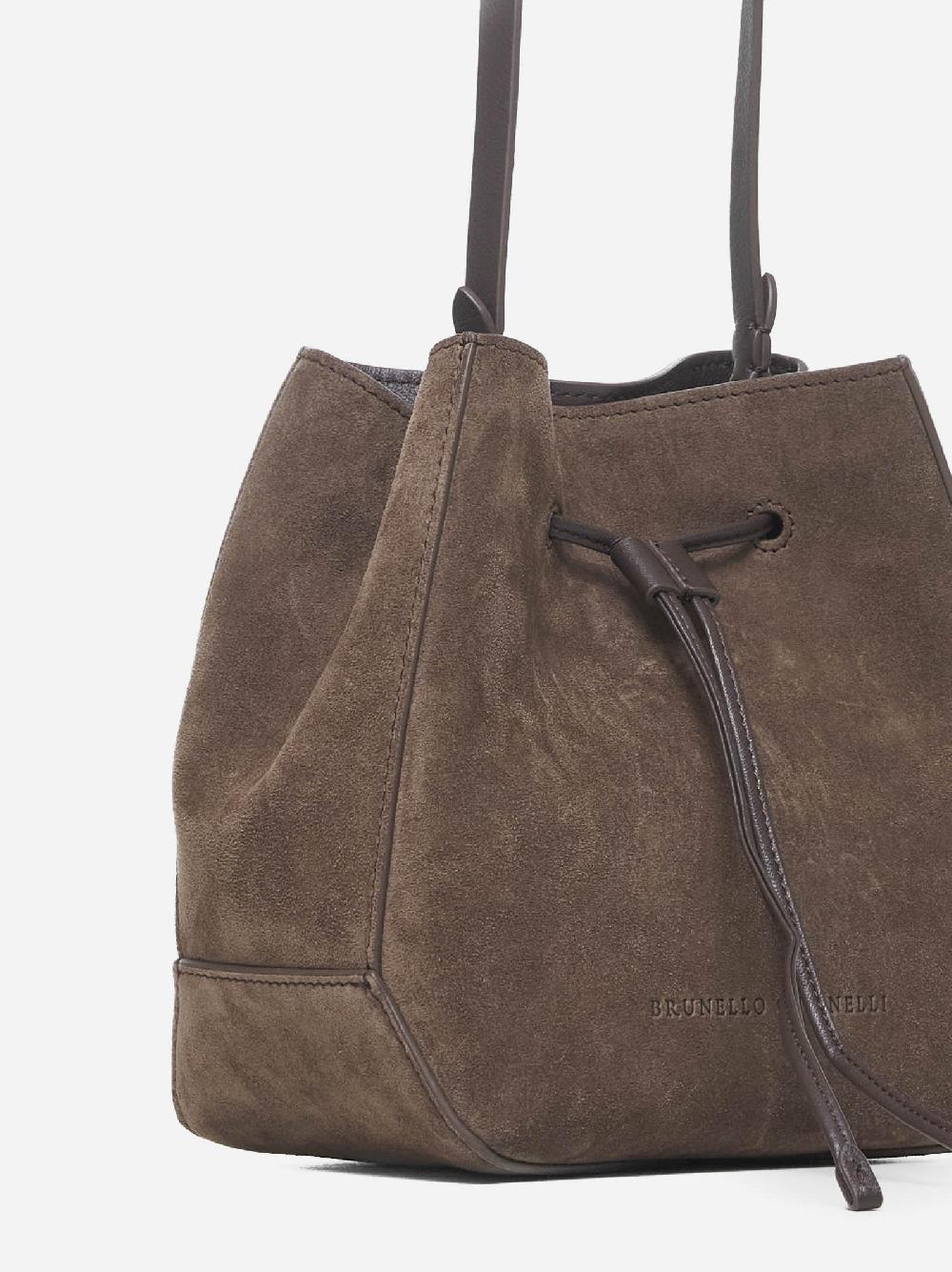BRUNELLO CUCINELLI Borsa a secchiello piccola in suede Qualità Garantita