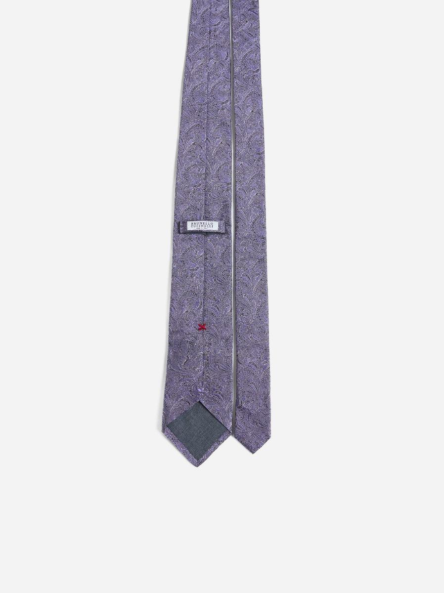 BRUNELLO CUCINELLI Cravatta in Paisley jacquard di seta 2025