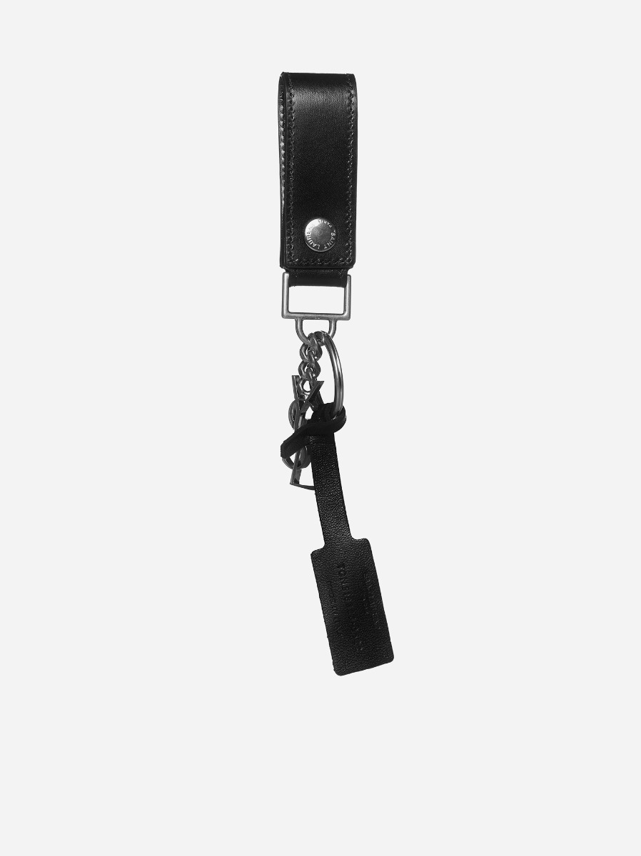 SAINT LAURENT Portachiavi in pelle con logo YSL