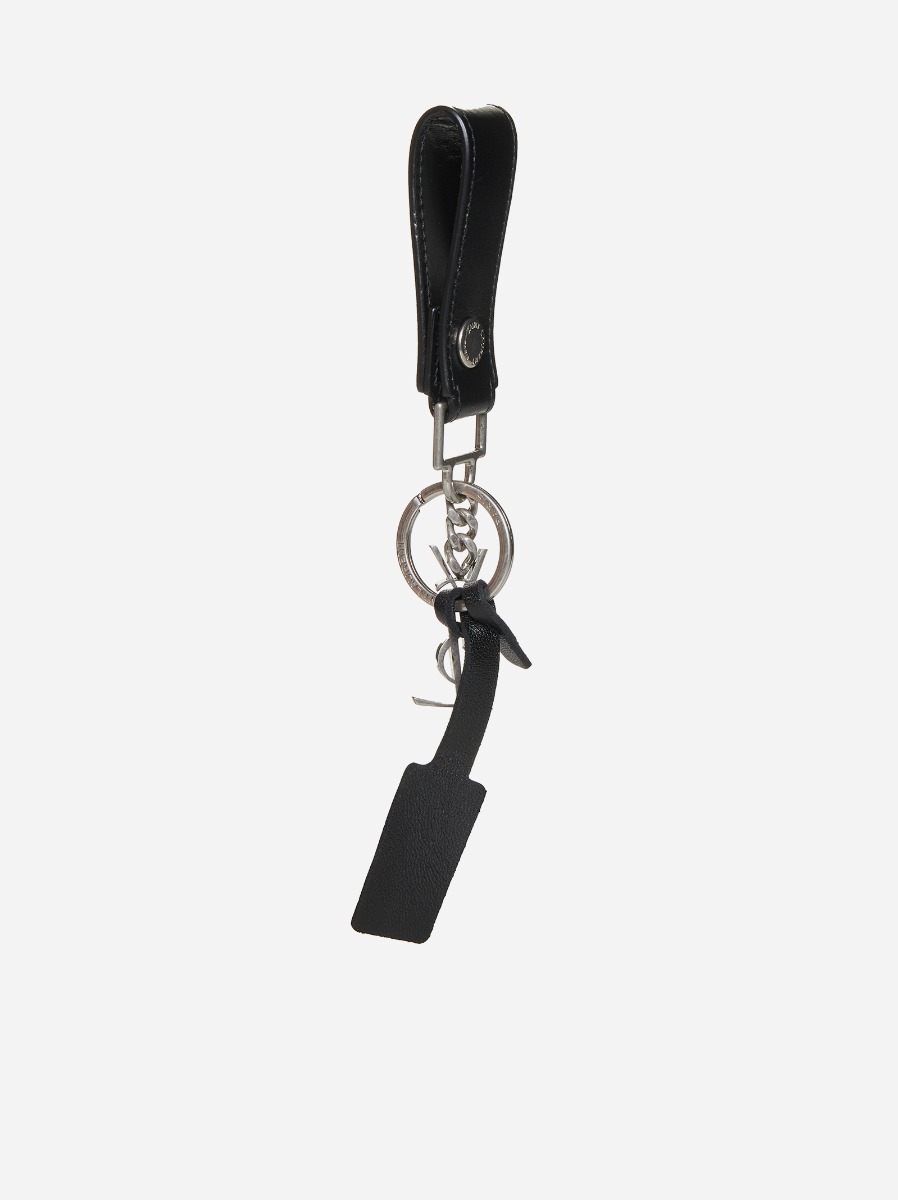 SAINT LAURENT Portachiavi in pelle con logo YSL Italia