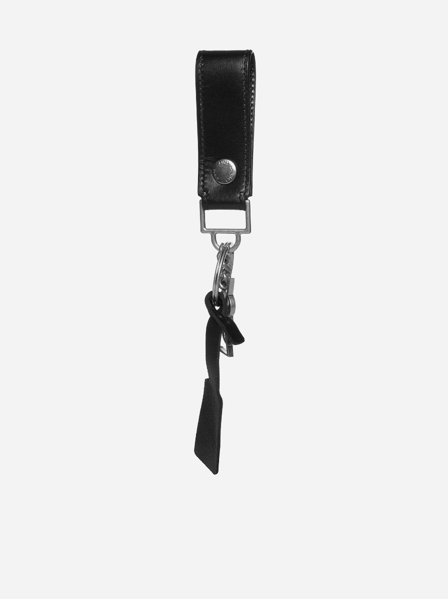 SAINT LAURENT Portachiavi in pelle con logo YSL Italia