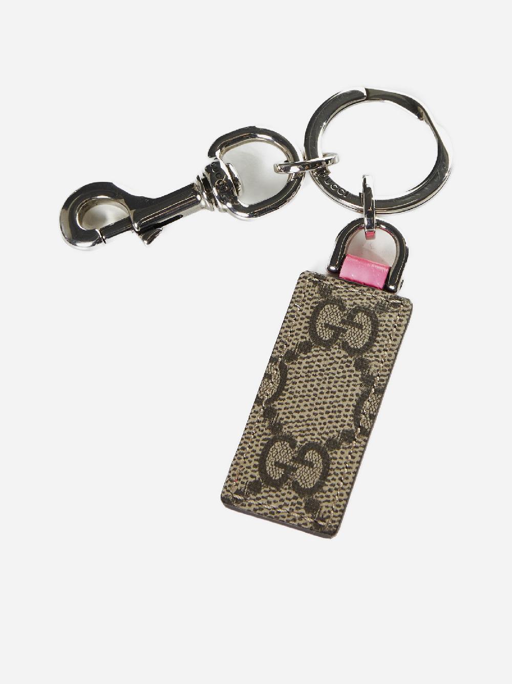 GUCCI Portachiavi in tessuto GG e pelle Pezzi Unici
