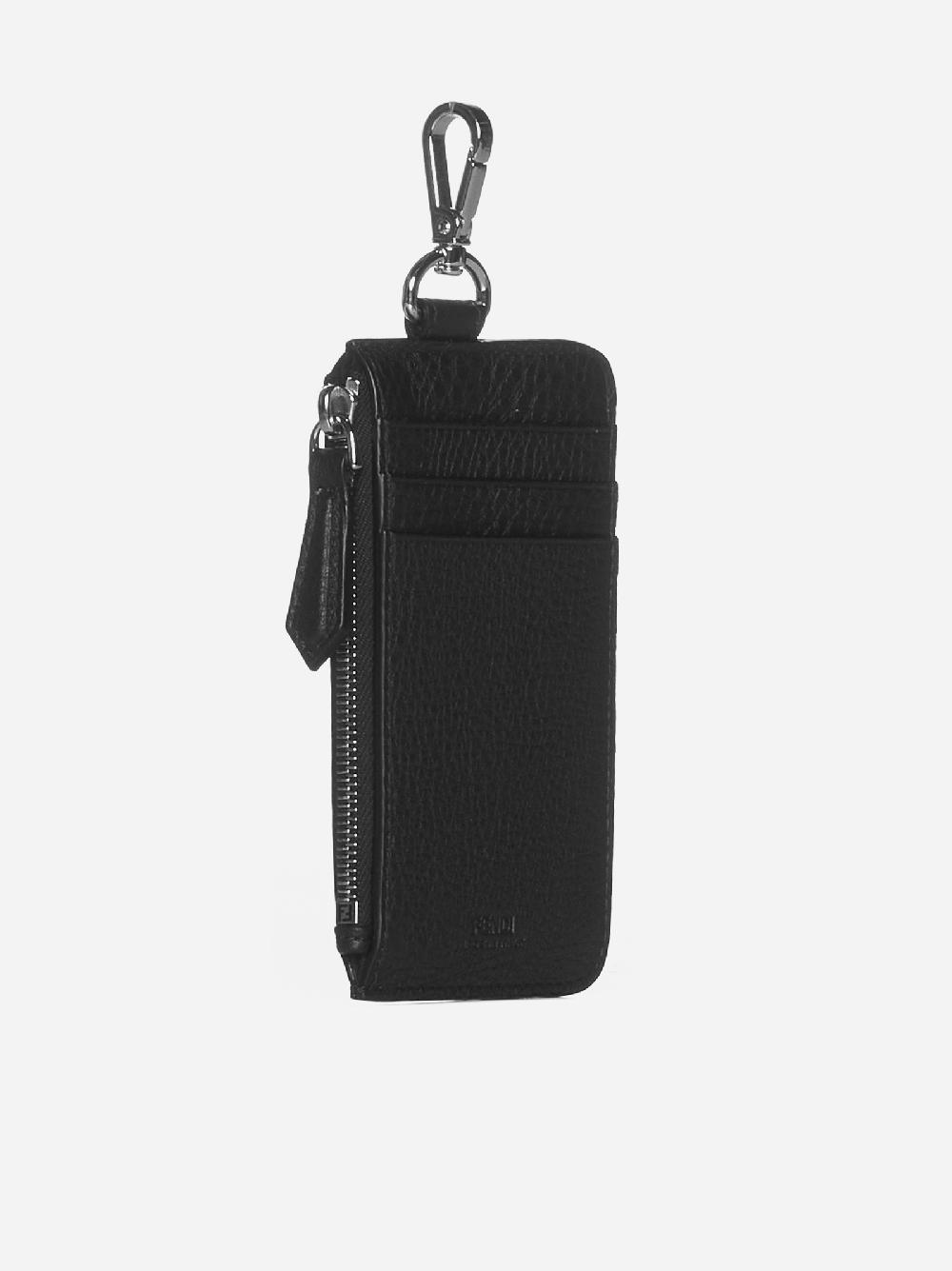 FENDI Portacarte in pelle con logo Soddisfazione Garantita