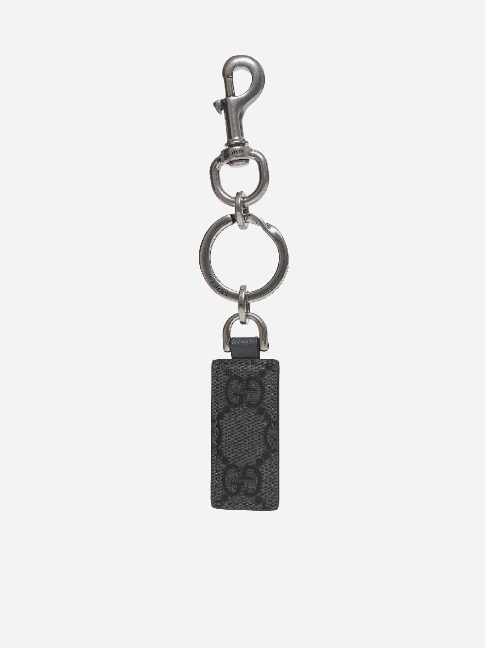 GUCCI Portachiavi in tessuto GG e pelle