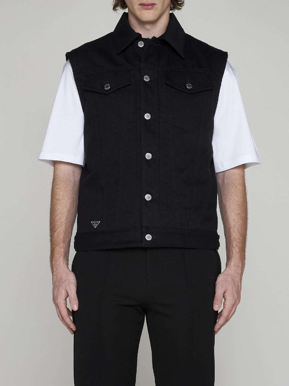 PRADA Gilet in denim Vendita Economica