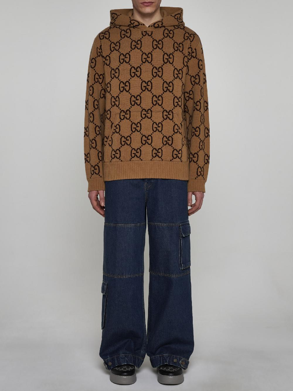 GUCCI Pull in lana GG con cappuccio Saldi Di Fabbrica