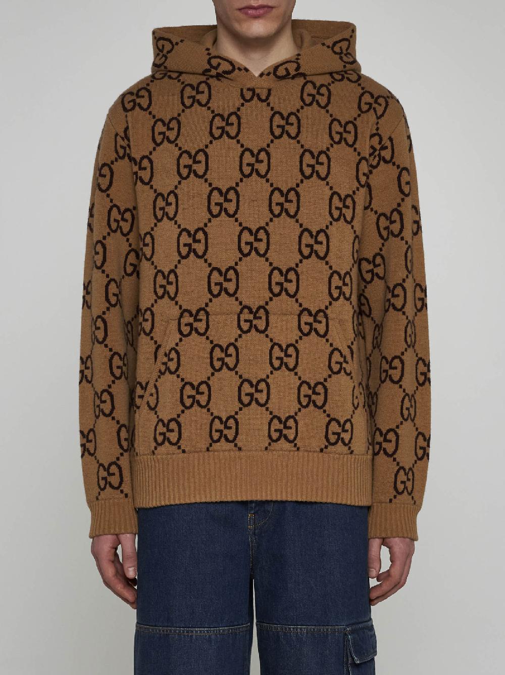 GUCCI Pull in lana GG con cappuccio Saldi Di Fabbrica