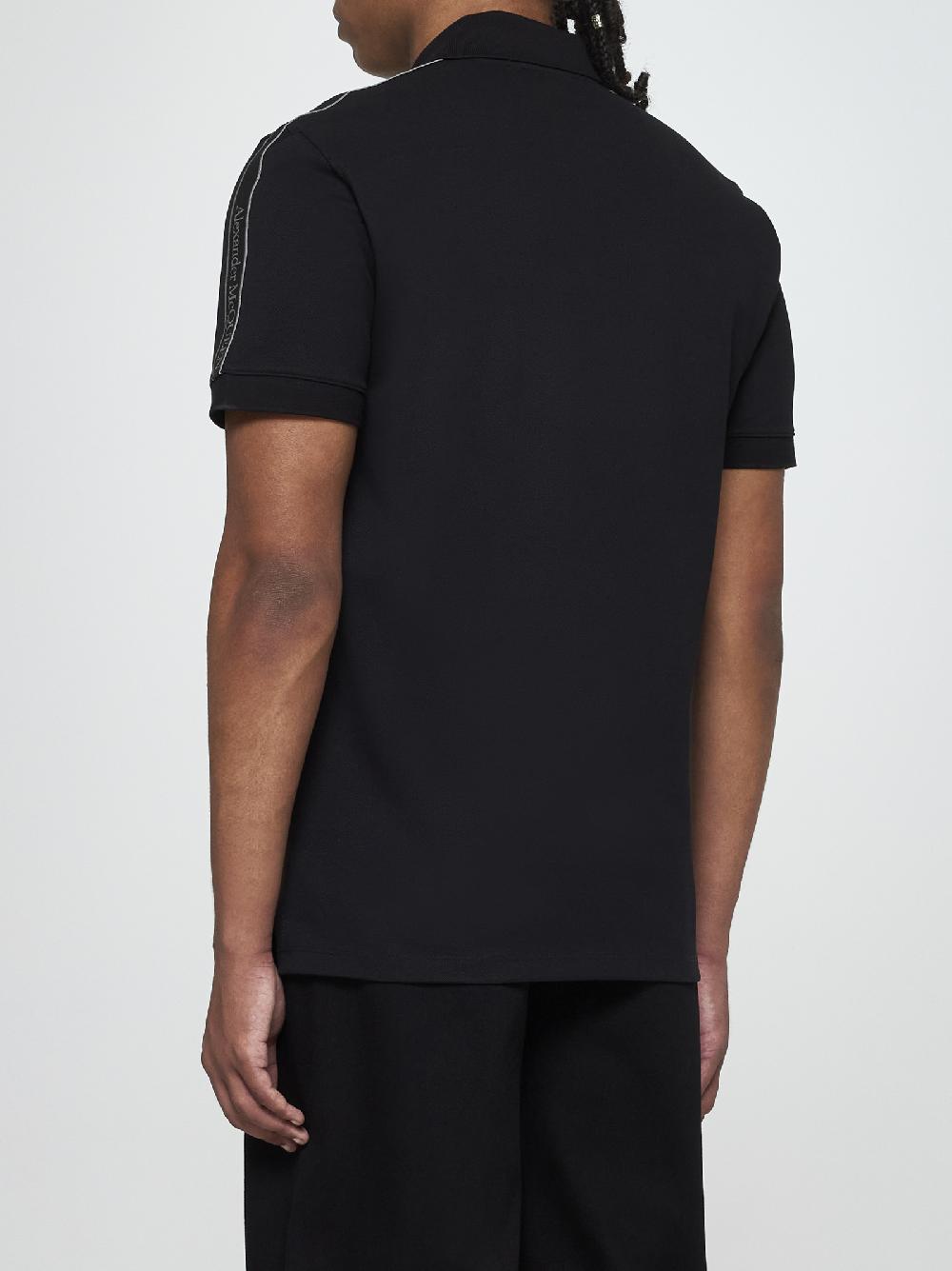 ALEXANDER MCQUEEN Polo in cotone con logo-tape Moda