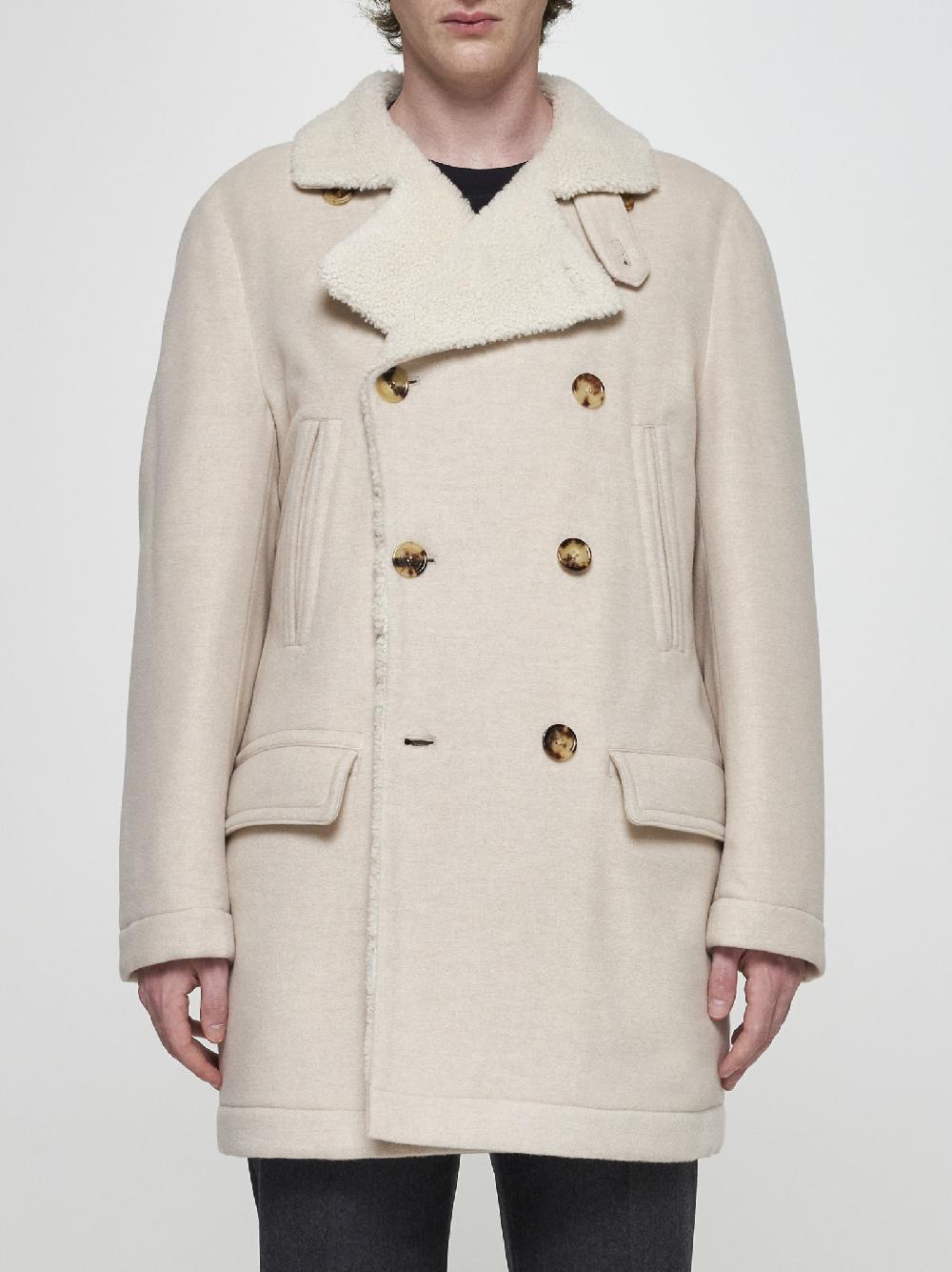 BRUNELLO CUCINELLI Caban in cashmere avorio con fodera in shearling 2025
