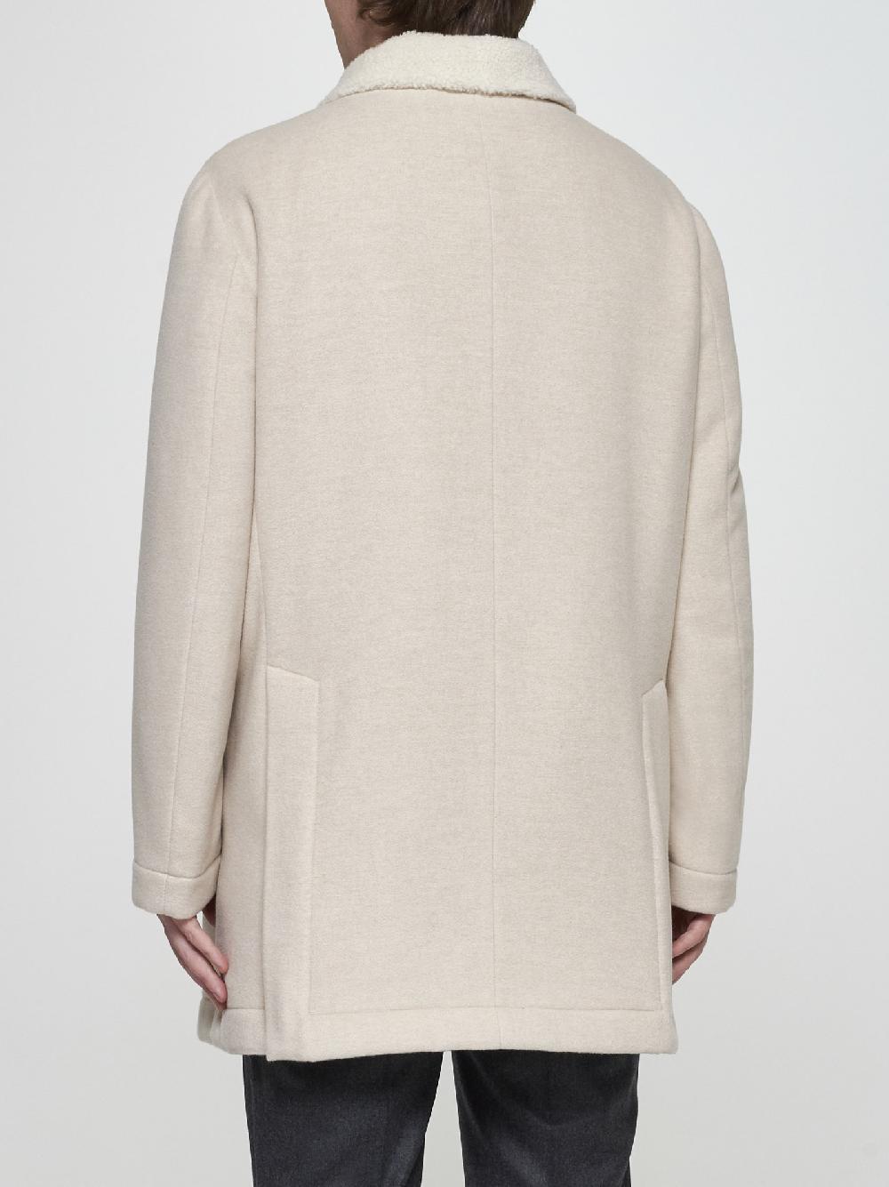 BRUNELLO CUCINELLI Caban in cashmere avorio con fodera in shearling 2025