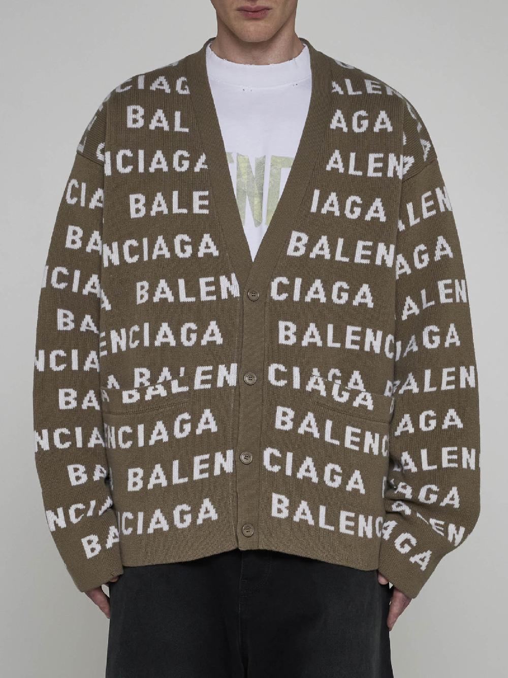 BALENCIAGA Cardigan in lana con logo Nuovo