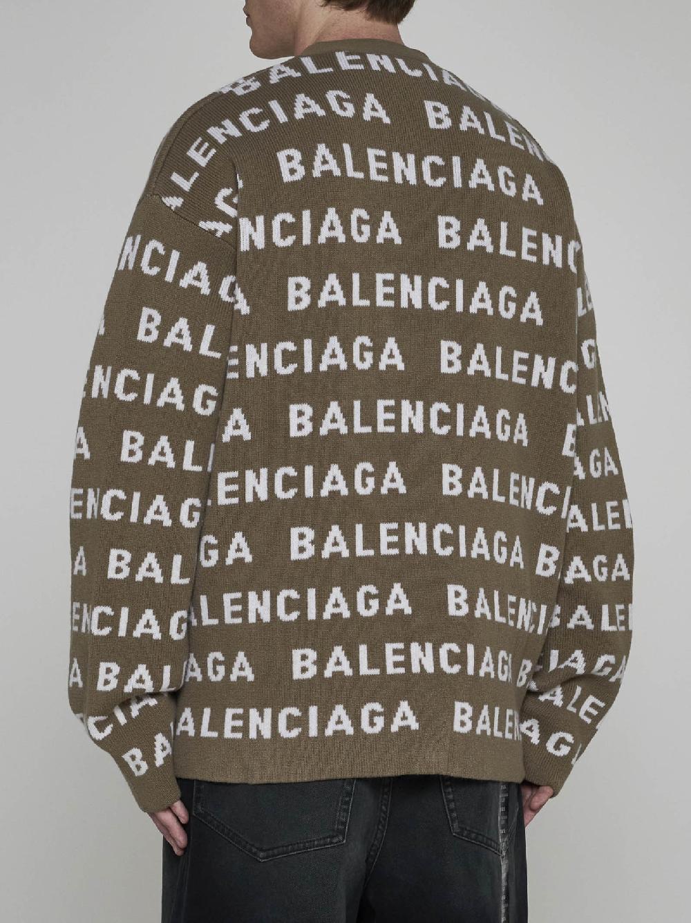 BALENCIAGA Cardigan in lana con logo Nuovo