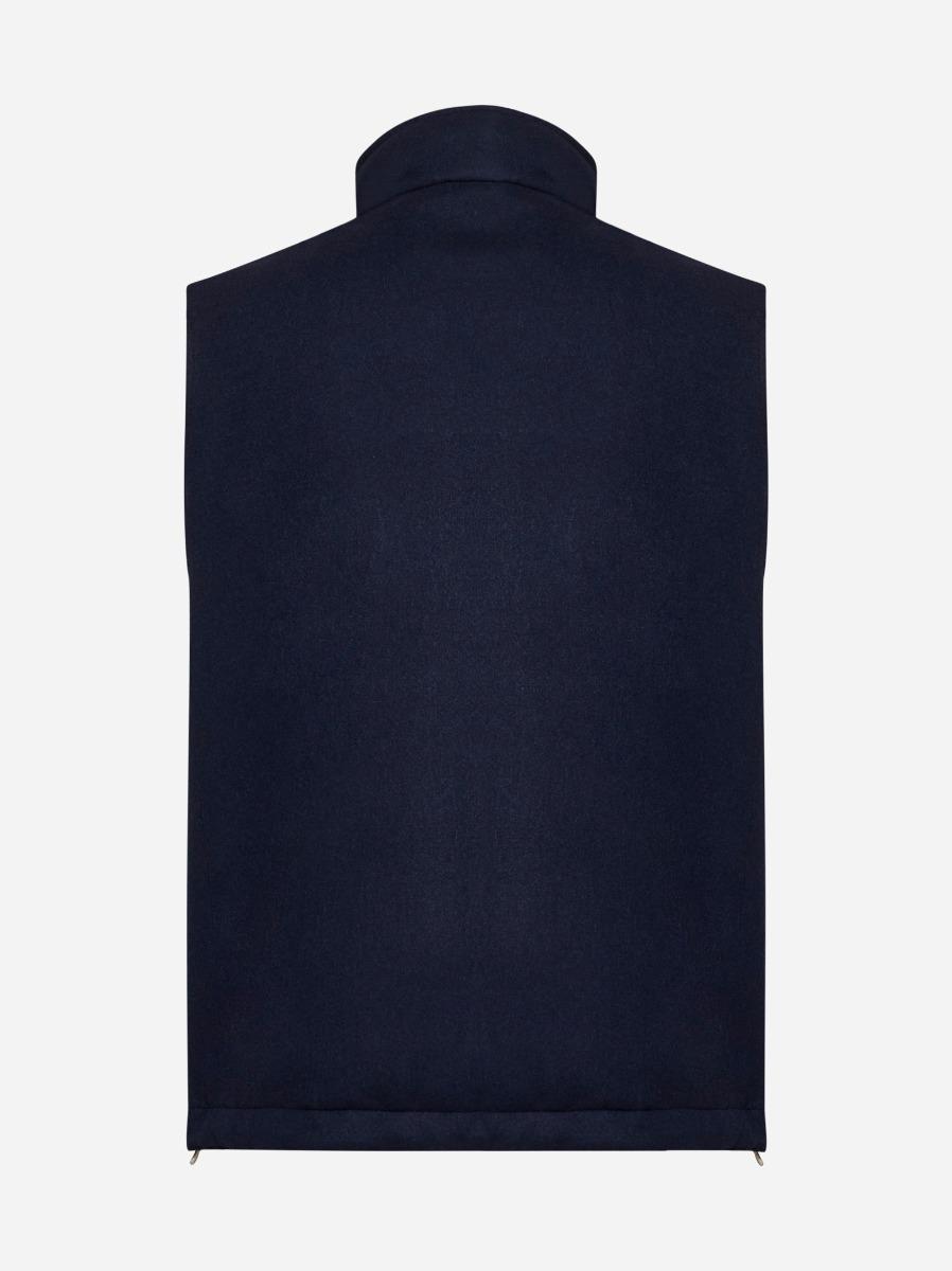 BRUNELLO CUCINELLI Gilet imbottito in flanella blu Promozione