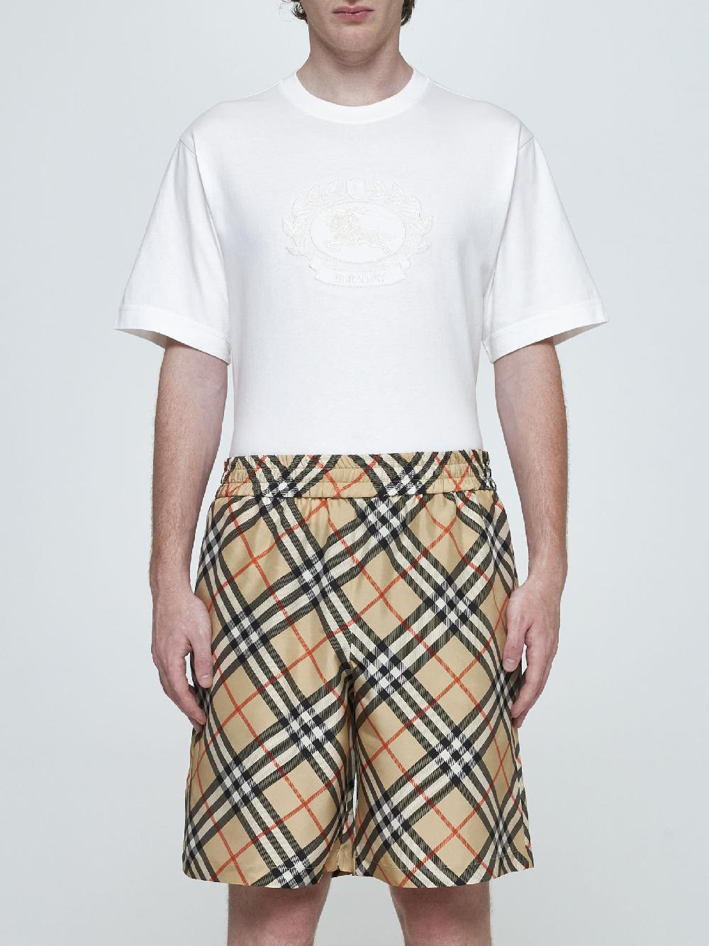 BURBERRY Shorts in seta a stampa check Promozione Limitata