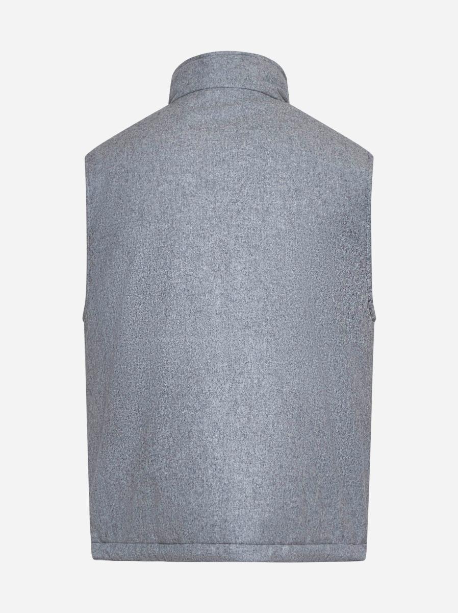 BRUNELLO CUCINELLI Gilet imbottito in flanella grigia Offerta