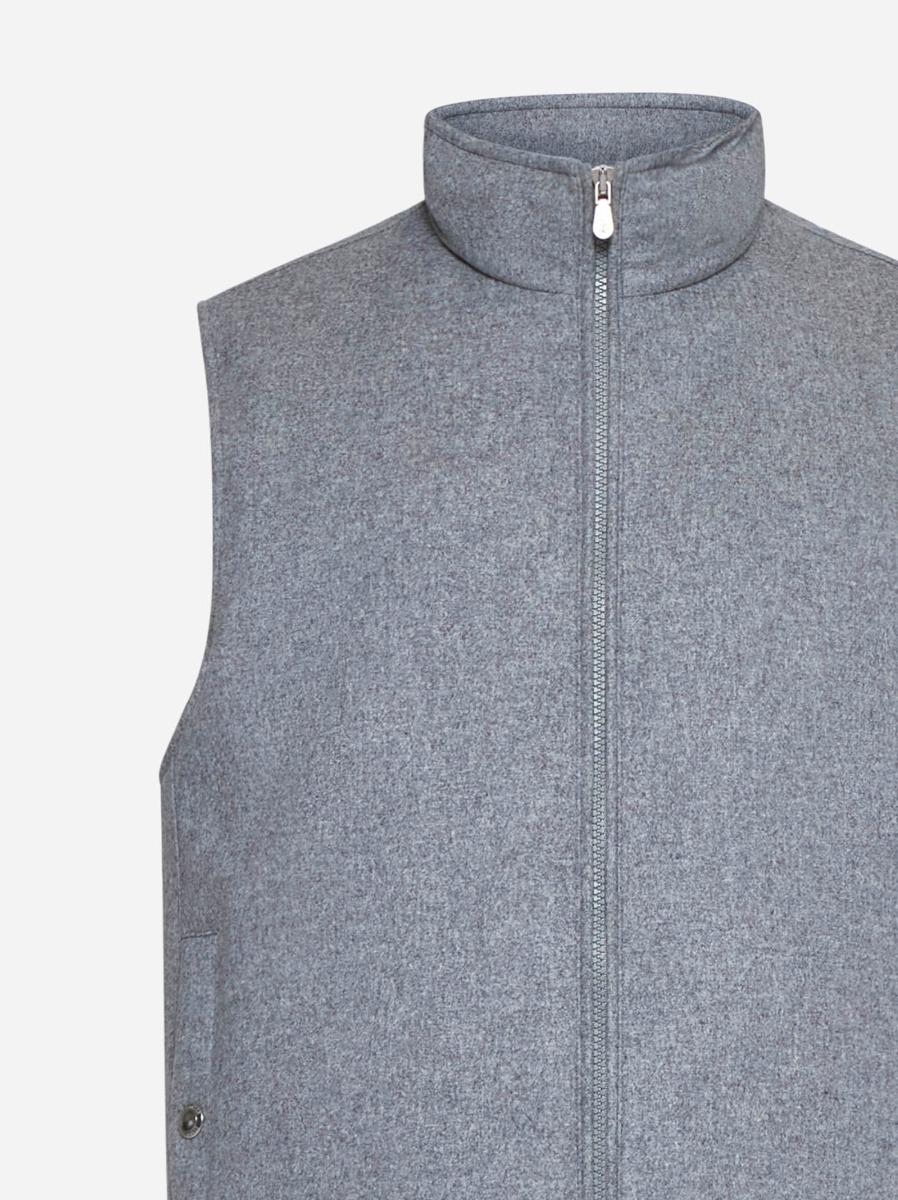 BRUNELLO CUCINELLI Gilet imbottito in flanella grigia Offerta