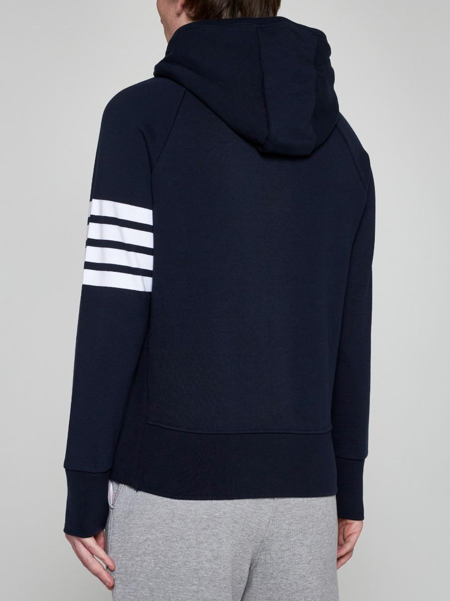 THOM BROWNE Felpa in cotone con zip e 4-Bar In Vendita