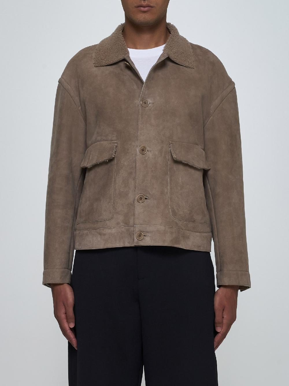 SALVATORE SANTORO Giacca in suede e shearling Vendita Calda