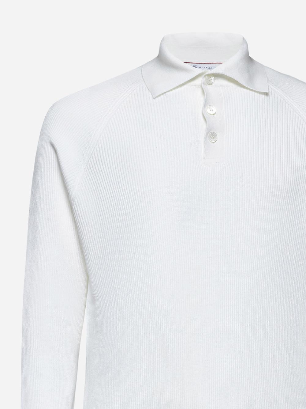 BRUNELLO CUCINELLI Polo in maglia di cotone bianco Negozio